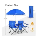 Double Outdoor Folding Chair with Sunshade – Portable Camping & Beach Love Seat - Image 3