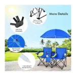 Double Outdoor Folding Chair with Sunshade – Portable Camping & Beach Love Seat - Image 5
