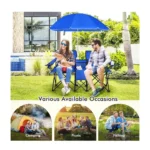 Double Outdoor Folding Chair with Sunshade – Portable Camping & Beach Love Seat - Image 4