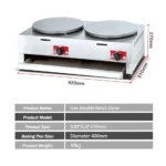 Double Gas Crepe & Pancake Maker – Non-Stick Hot Plate 40cm side by side - Image 2
