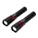 Geepas GFL4667 Zoomable Rechargeable LED Flashlight – 1500 Lumens, 600m Beam, 5 Hours Runtime, Type-C Charging