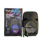 Saachi NL-SP-6341 15-Inch Rechargeable Trolley Speaker – 150W, Bluetooth, FM, USB/SD, 2 Wireless Microphones