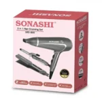 Sonashi SBS-800 3-in-1 Hair Dressing Set Hair Dryer, Hair Straightener & 19mm Curler, 2200W
