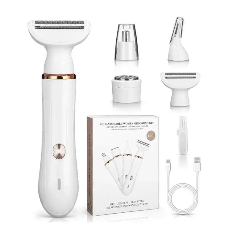 4-in-1 Electric Shaver for Women Rechargeable Face and Body Hair Trimmer with Interchangeable Heads