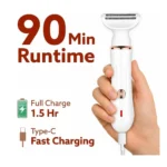 4-in-1 Electric Shaver for Women Rechargeable Face and Body Hair Trimmer with Interchangeable Heads