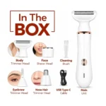 4-in-1 Electric Shaver for Women Rechargeable Face and Body Hair Trimmer with Interchangeable Heads