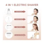 4-in-1 Electric Shaver for Women Rechargeable Face and Body Hair Trimmer with Interchangeable Heads