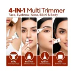 4-in-1 Electric Shaver for Women Rechargeable Face and Body Hair Trimmer with Interchangeable Heads