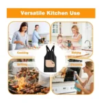Kitchen Striped Apron with Detachable Hand Towel Cross Back Slip-On, Front Pocket, Waterproof Polyester - Image 4