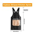 Kitchen Striped Apron with Detachable Hand Towel Cross Back Slip-On, Front Pocket, Waterproof Polyester - Image 7