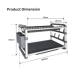 Shu Bin SX-842 2-Tier Aluminium Dish Drying Rack with Cup and Cutlery Holders - Image 4