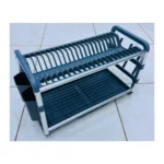 Shu Bin SX-842 2-Tier Aluminium Dish Drying Rack with Cup and Cutlery Holders - Image 2